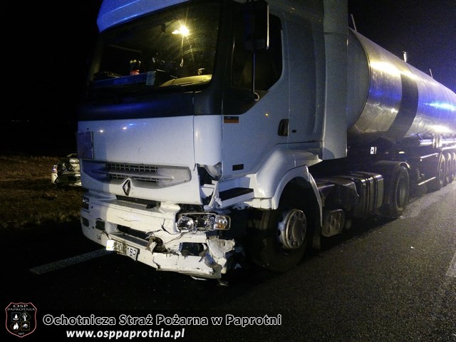 Wypadek na trasie E92 w miejscowosci Chrzczany