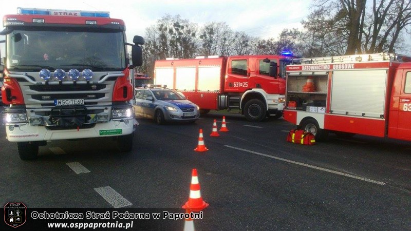 Wypadek na krajowej 92 w miejscowości Lisice 
