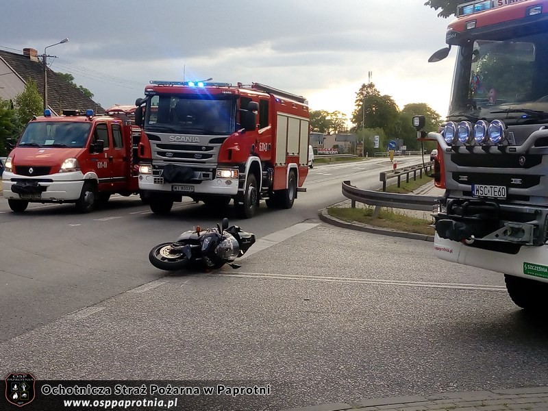 Wypadek w  Paprotni z udziałem Motocyklisty 