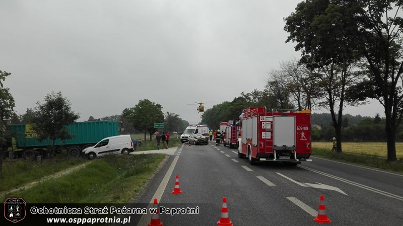 Wypadek na E92 w Paprotni