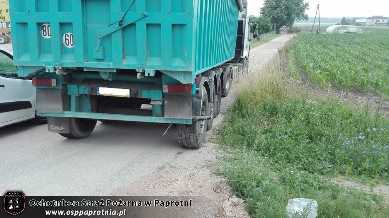 Wypadek na E92 w Paprotni